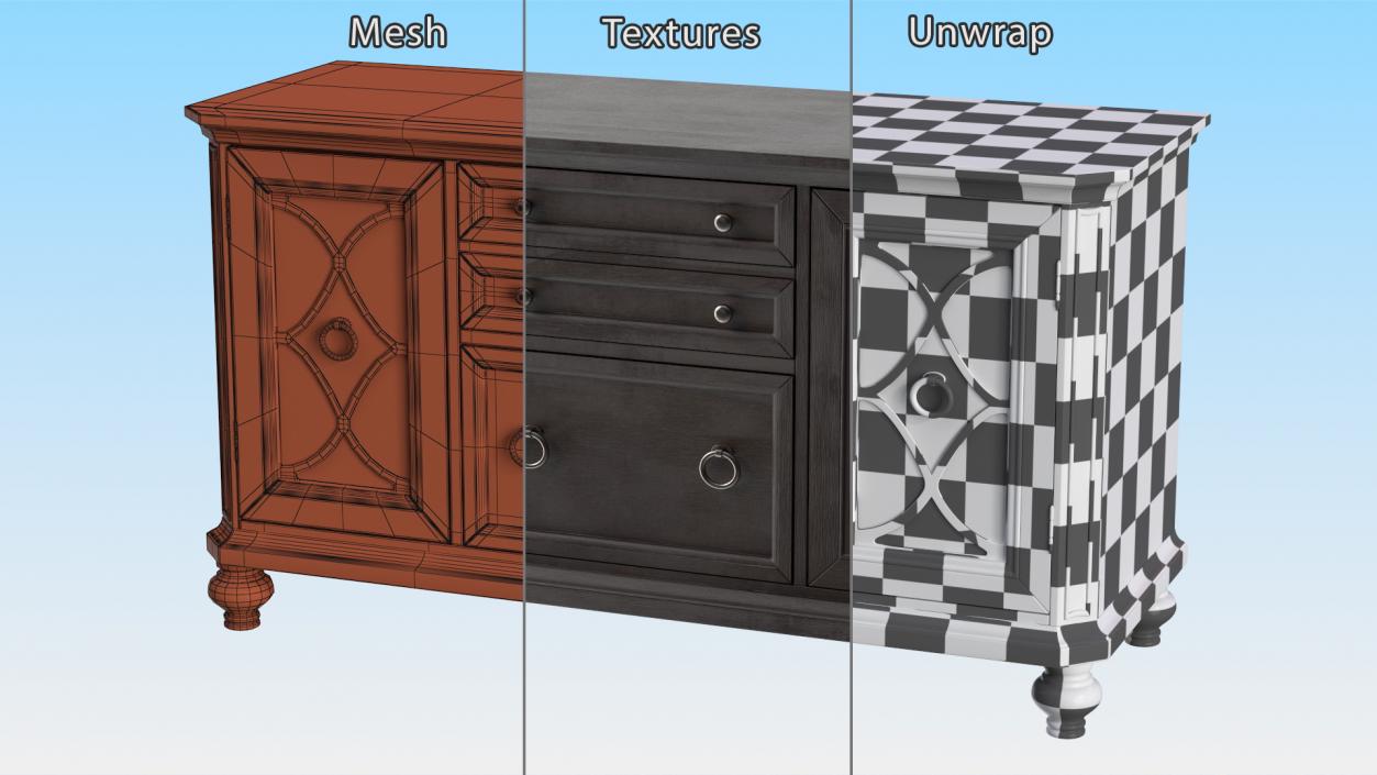 3D Antique Sideboard Venga model