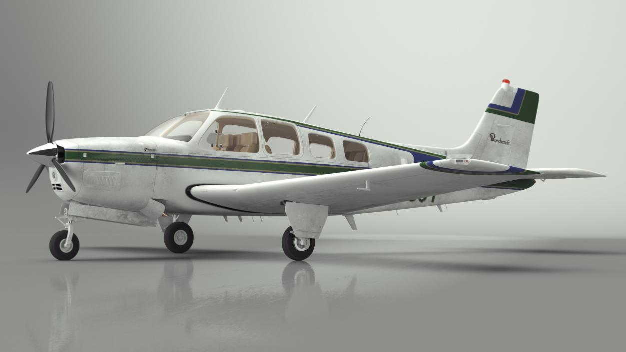 3D model Light Aircraft Beechcraft Bonanza Rigged