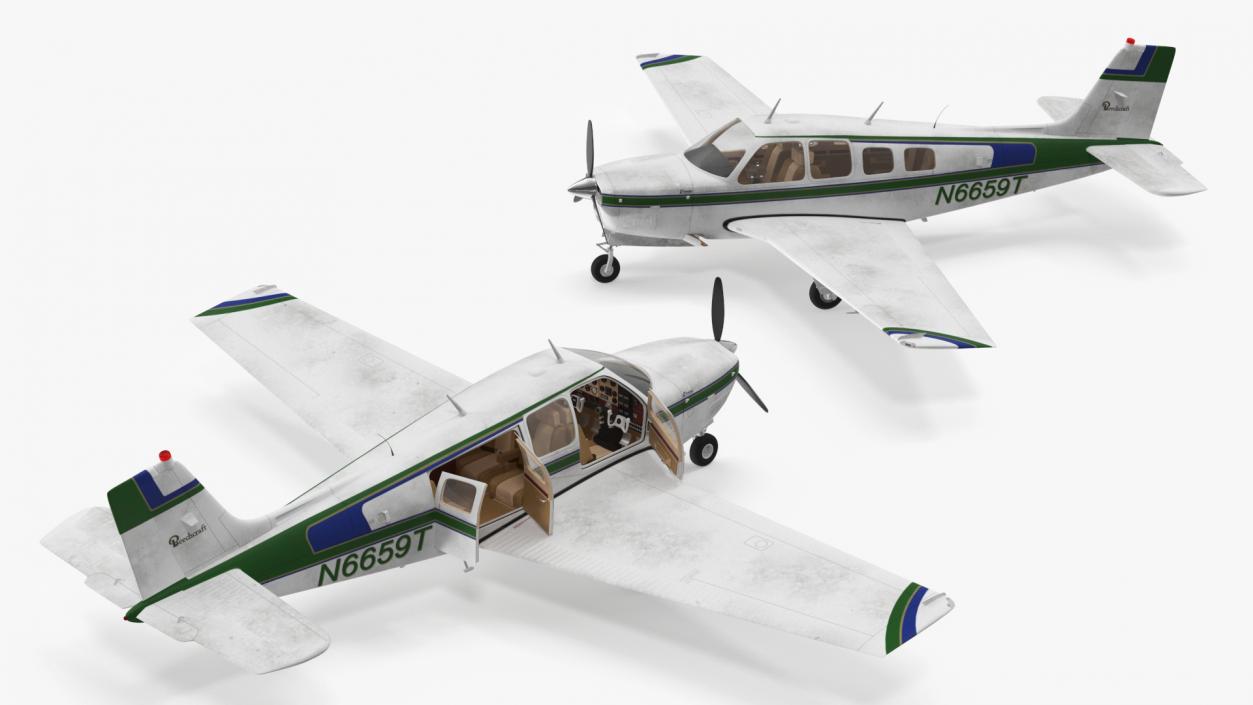 3D model Light Aircraft Beechcraft Bonanza Rigged