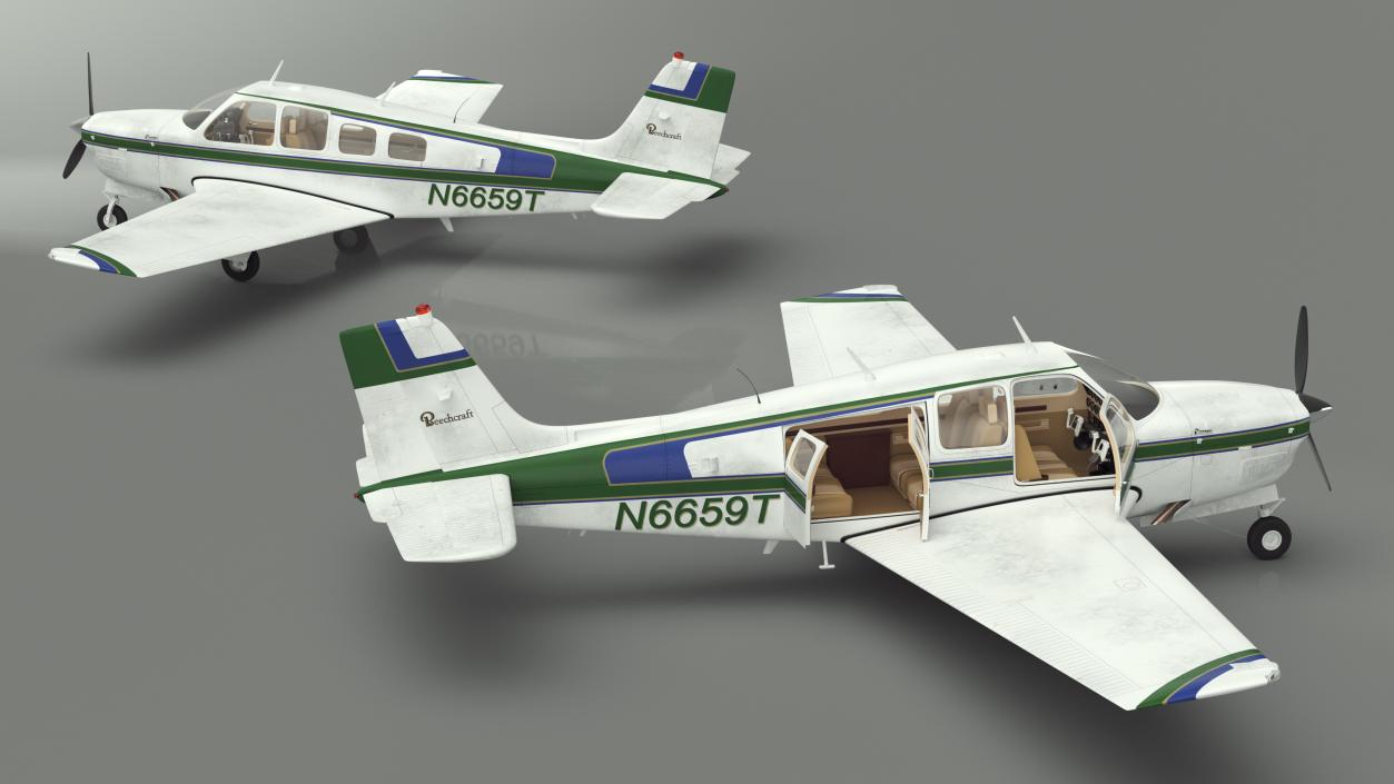 3D model Light Aircraft Beechcraft Bonanza Rigged