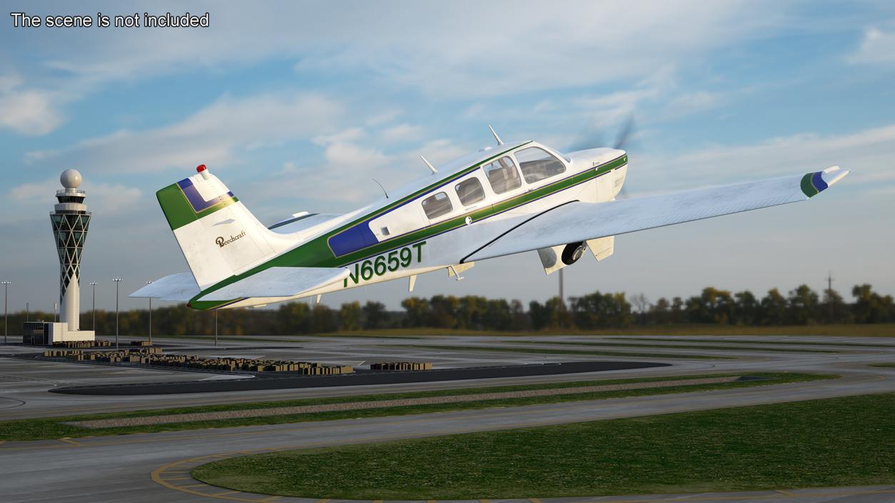 3D model Light Aircraft Beechcraft Bonanza Rigged