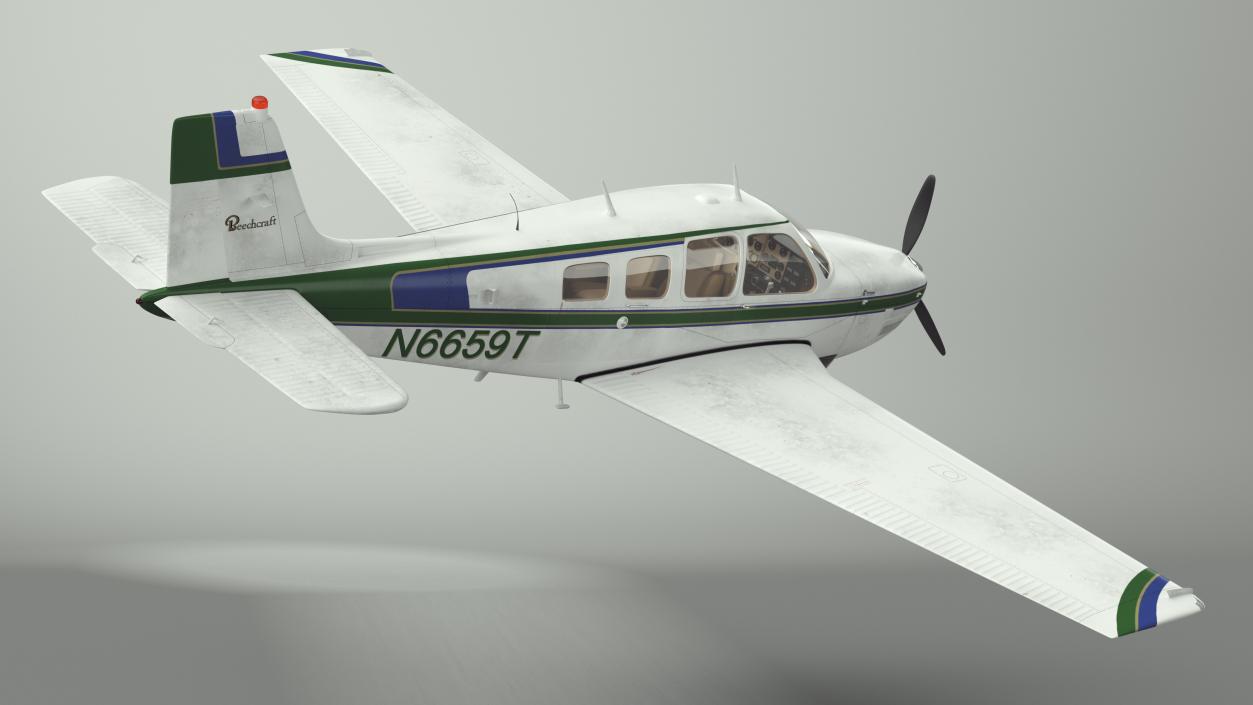 3D model Light Aircraft Beechcraft Bonanza Rigged