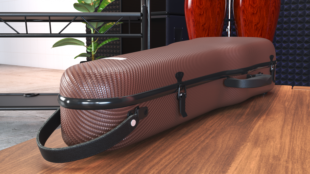 3D model Shockproof Violin Case Brown Closed