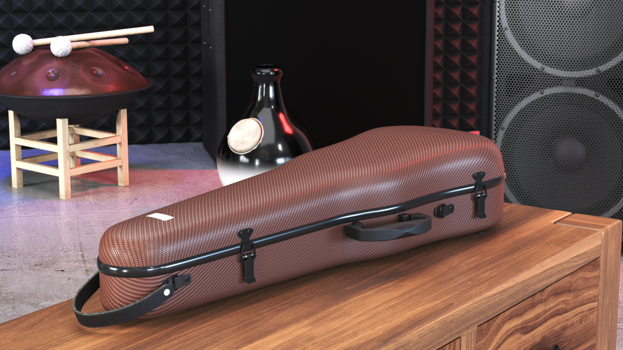 3D model Shockproof Violin Case Brown Closed