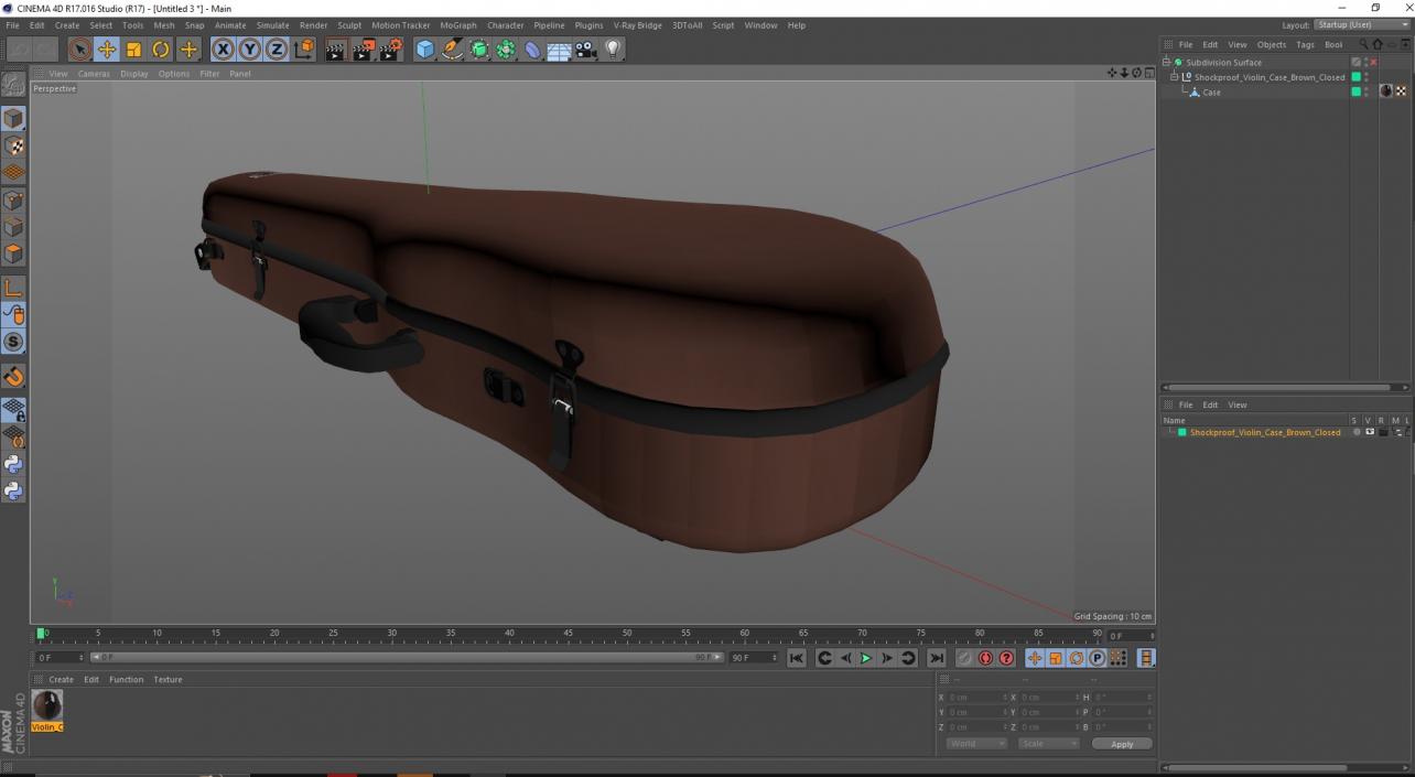 3D model Shockproof Violin Case Brown Closed