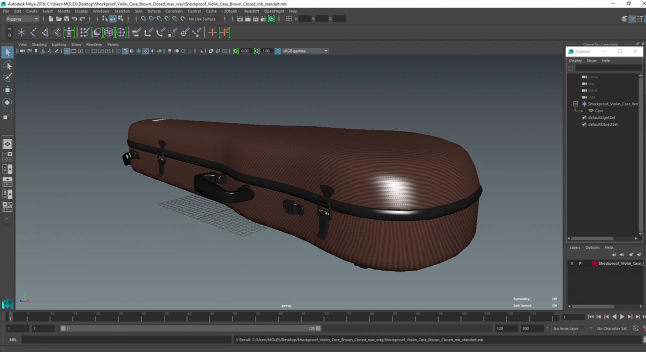 3D model Shockproof Violin Case Brown Closed