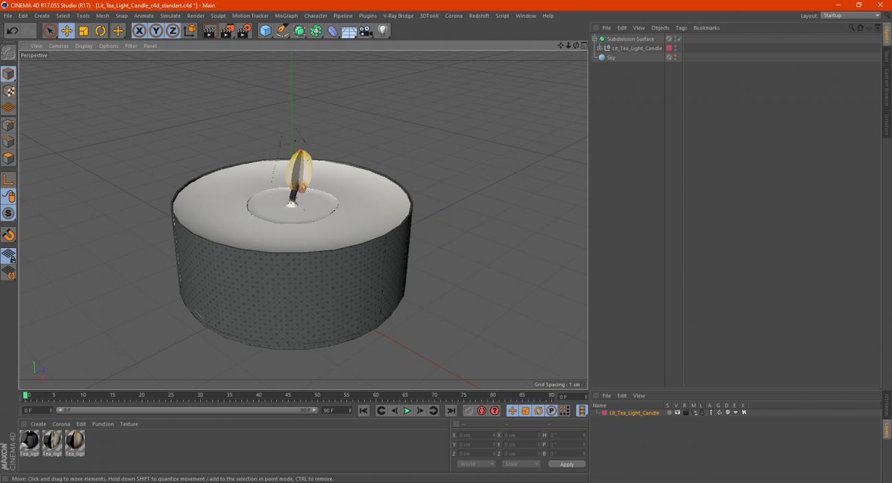 3D model Lit Tea Light Candle