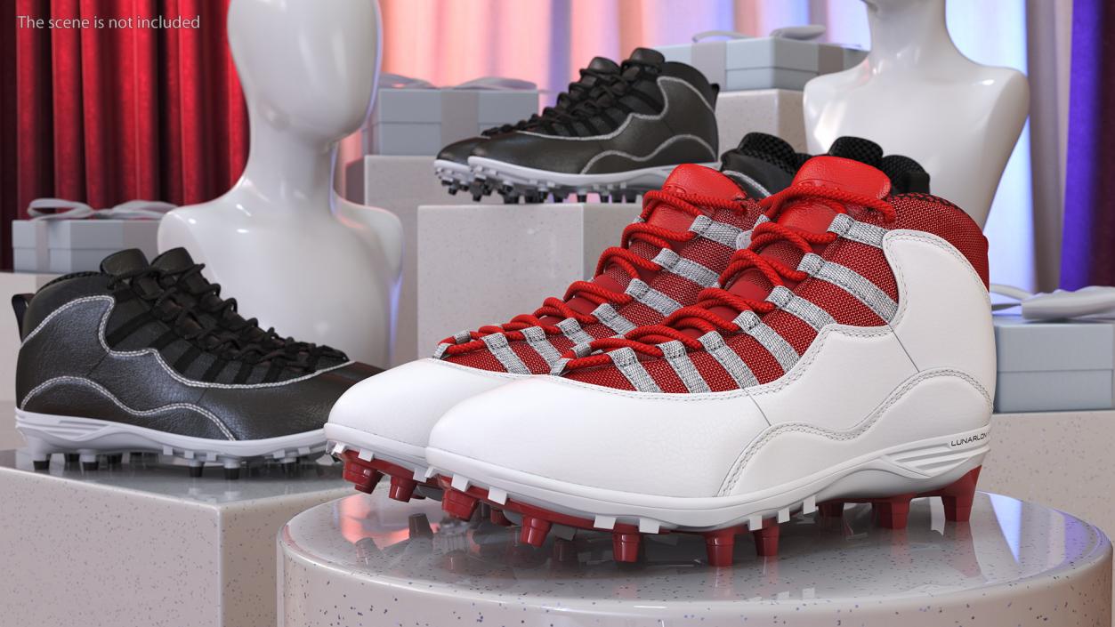 3D Air Jordan 10 Baseball Cleats Red model