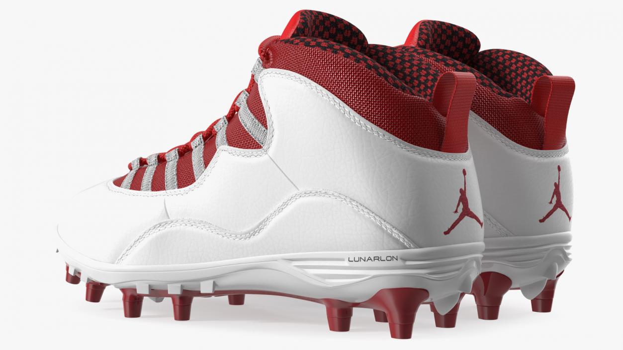 3D Air Jordan 10 Baseball Cleats Red model