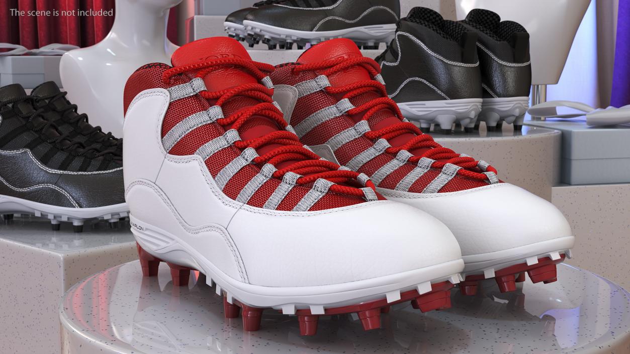 3D Air Jordan 10 Baseball Cleats Red model