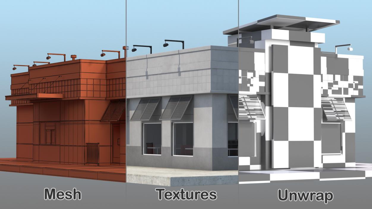 3D One Story Building model