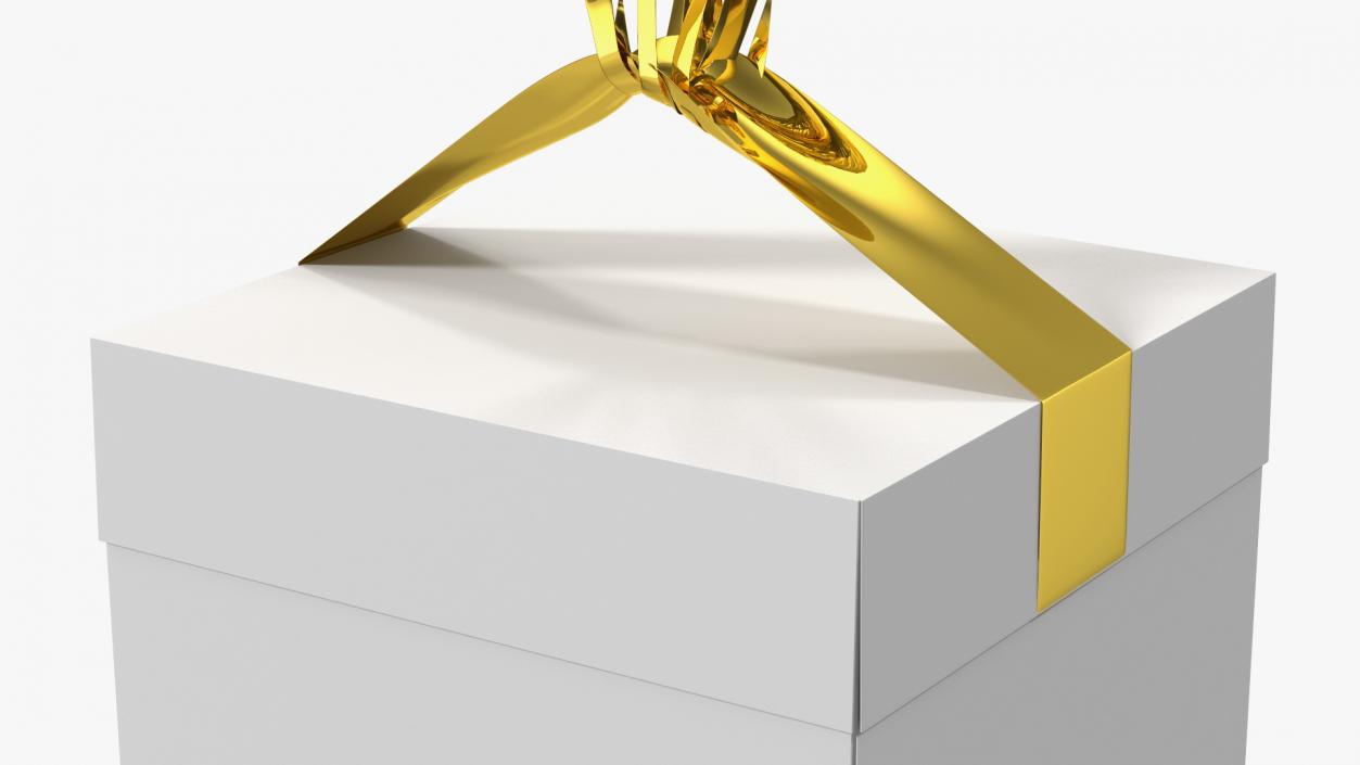 3D Heart Shaped Gold Balloons Tied to Gift Box model