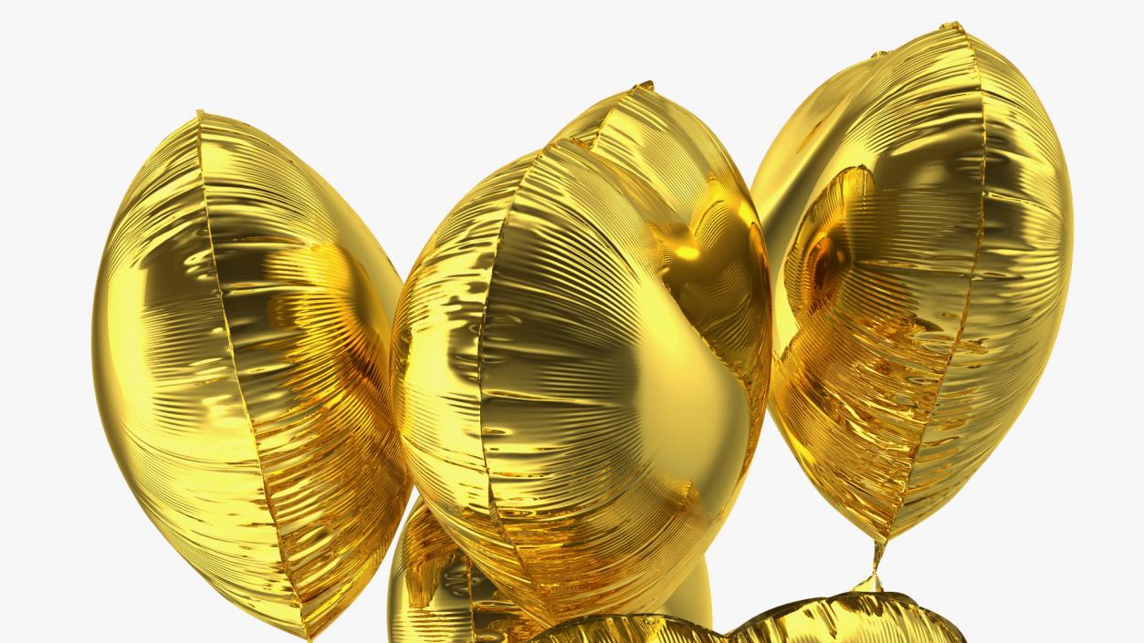 3D Heart Shaped Gold Balloons Tied to Gift Box model