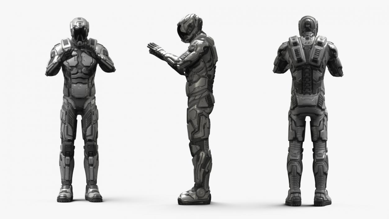 3D Futuristic Armored Soldier Character 2 model