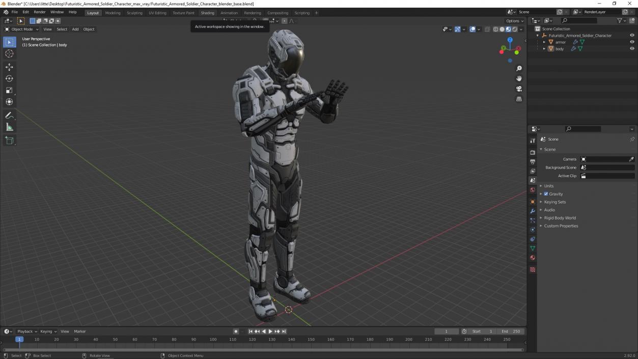 3D Futuristic Armored Soldier Character 2 model