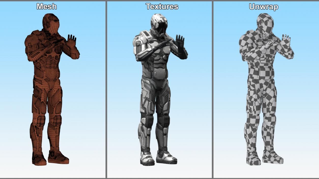 3D Futuristic Armored Soldier Character 2 model