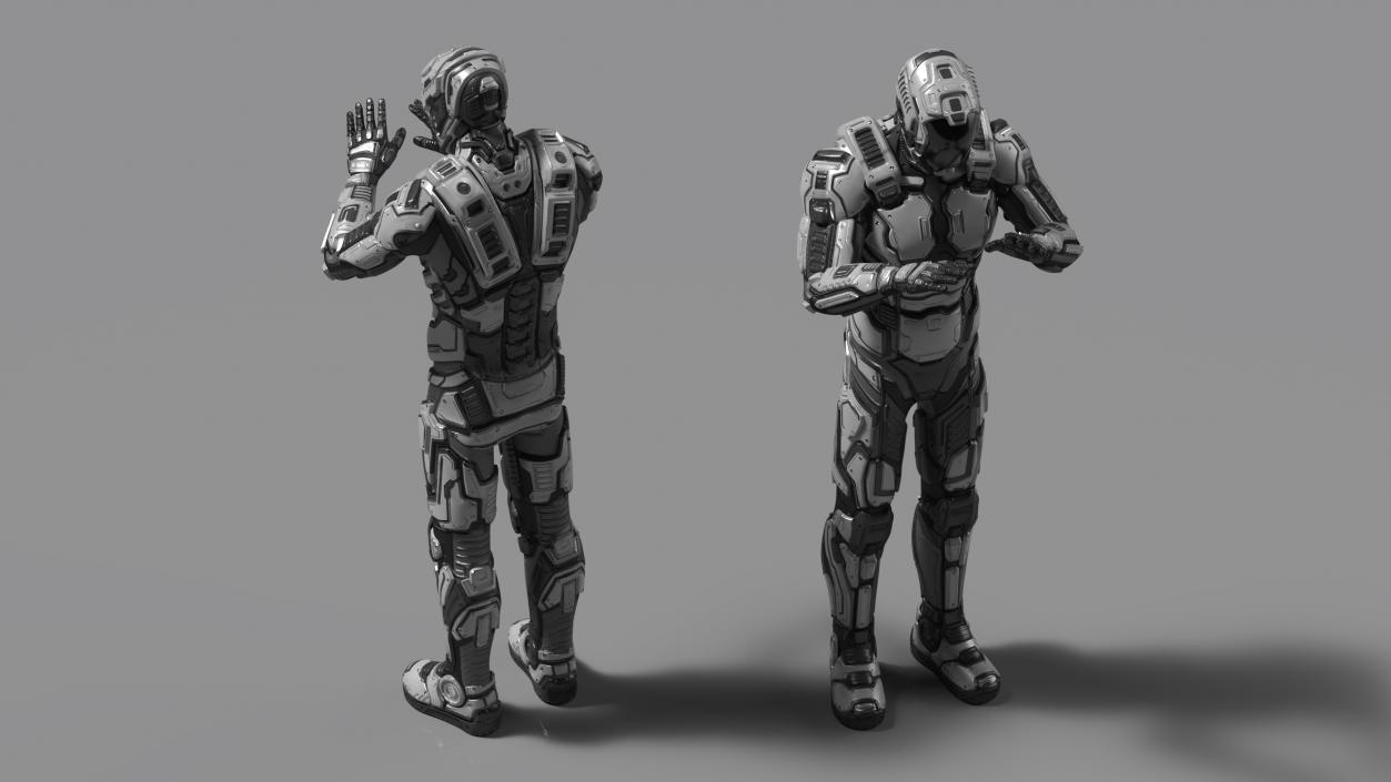 3D Futuristic Armored Soldier Character 2 model