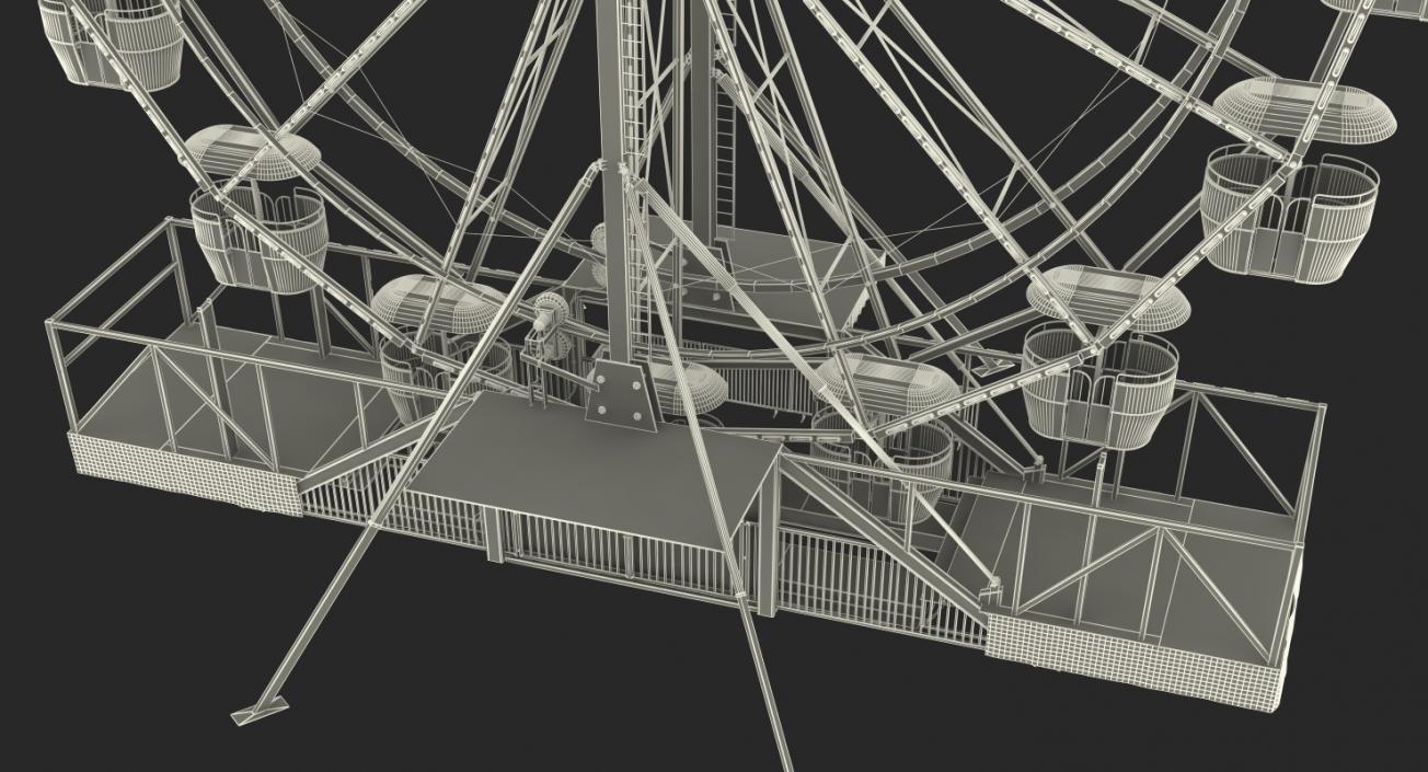 Small Town Carnival Ferris Wheel Rigged 3D model