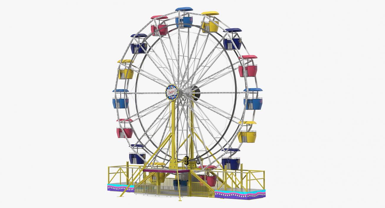 Small Town Carnival Ferris Wheel Rigged 3D model