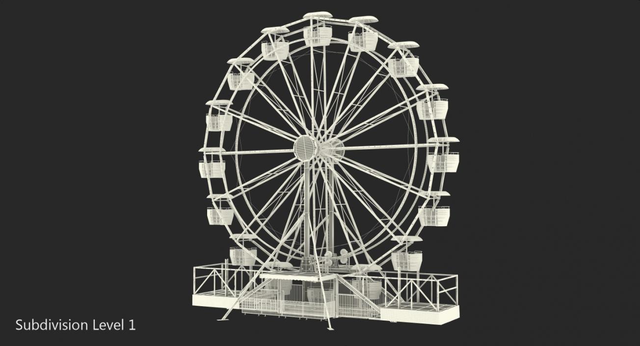 Small Town Carnival Ferris Wheel Rigged 3D model