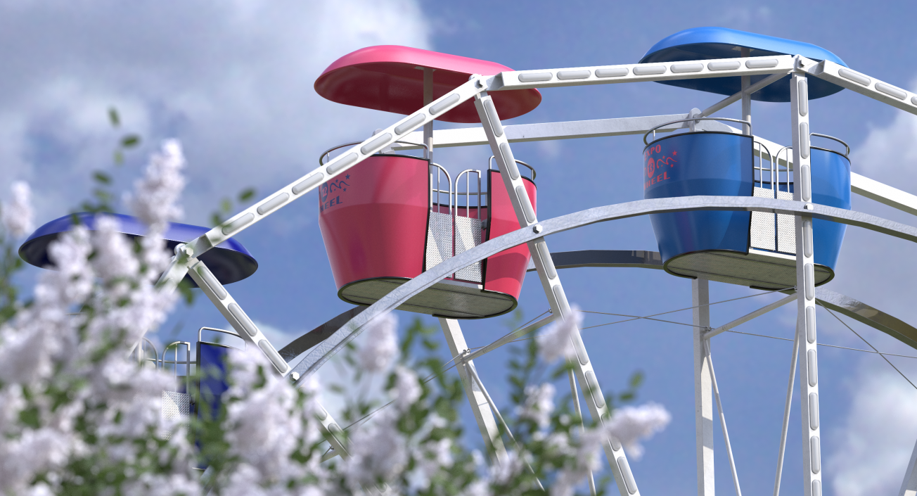 Small Town Carnival Ferris Wheel Rigged 3D model
