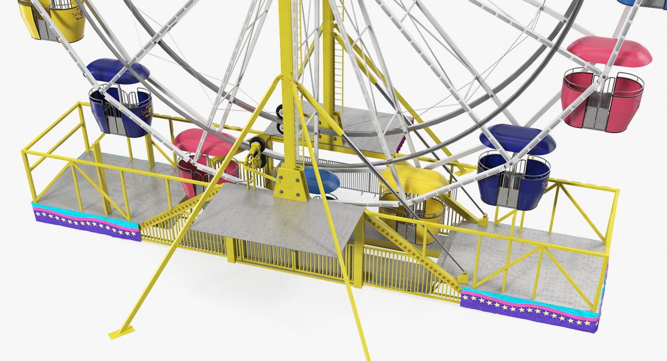 Small Town Carnival Ferris Wheel Rigged 3D model