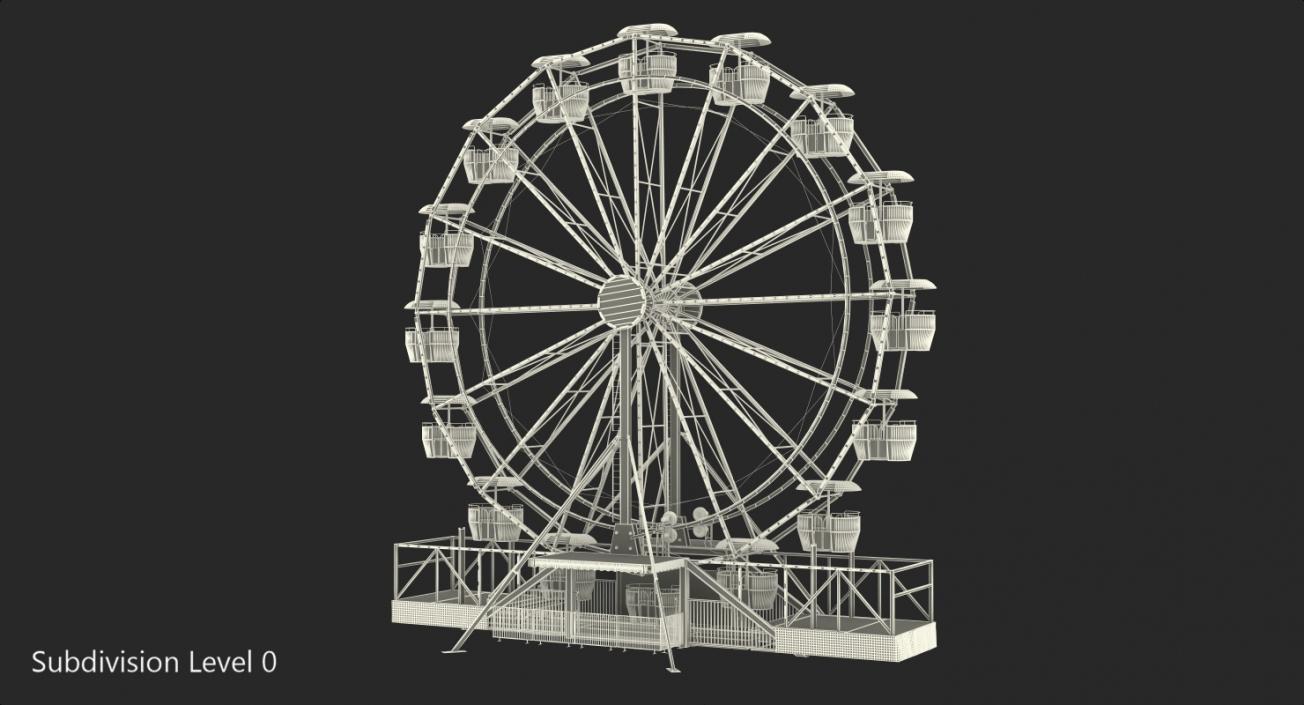 Small Town Carnival Ferris Wheel Rigged 3D model