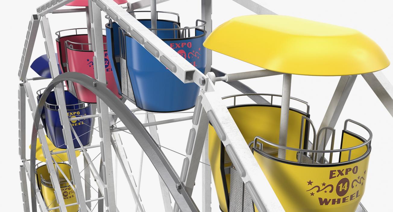 Small Town Carnival Ferris Wheel Rigged 3D model