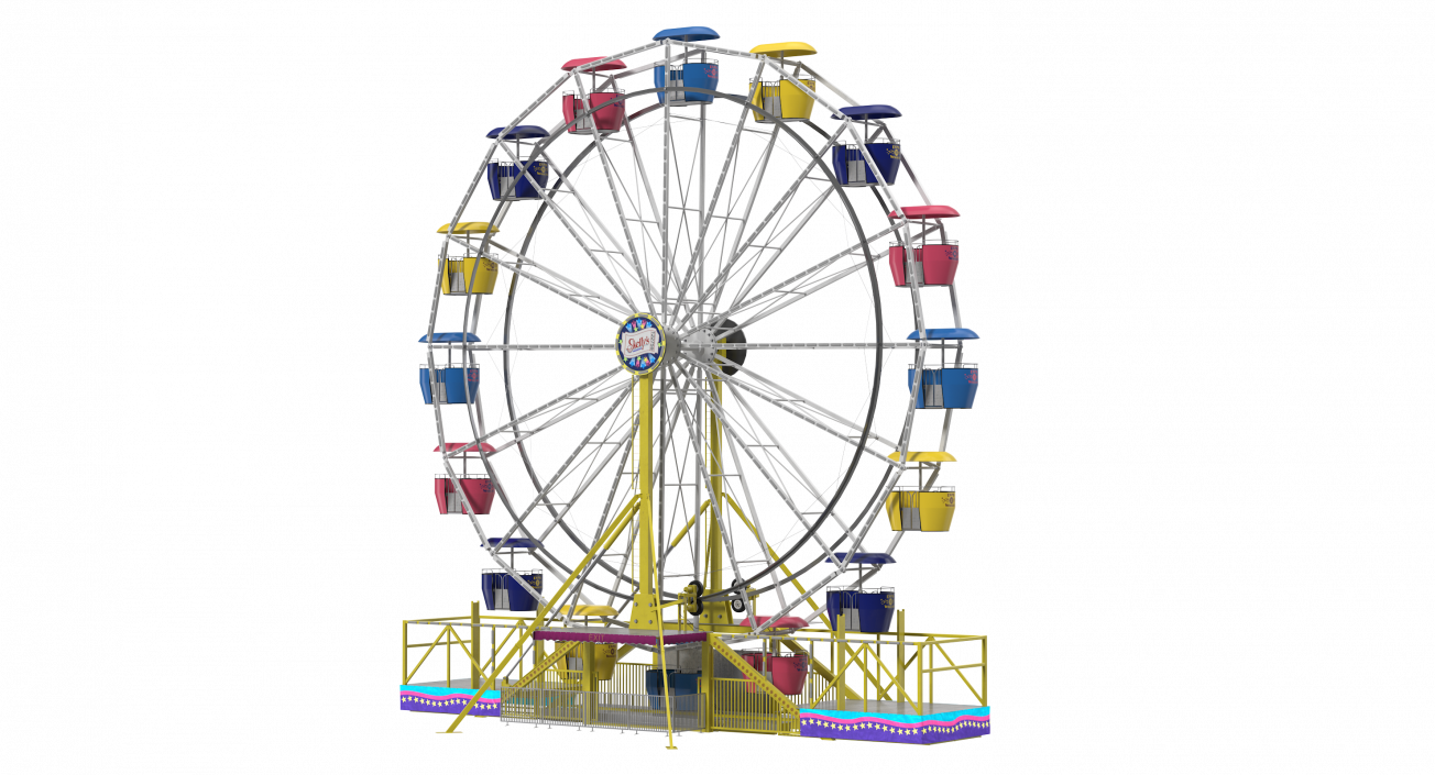 Small Town Carnival Ferris Wheel Rigged 3D model