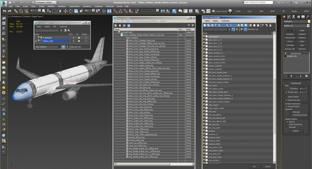 3D Airbus A320neo Simple Interior Generic model