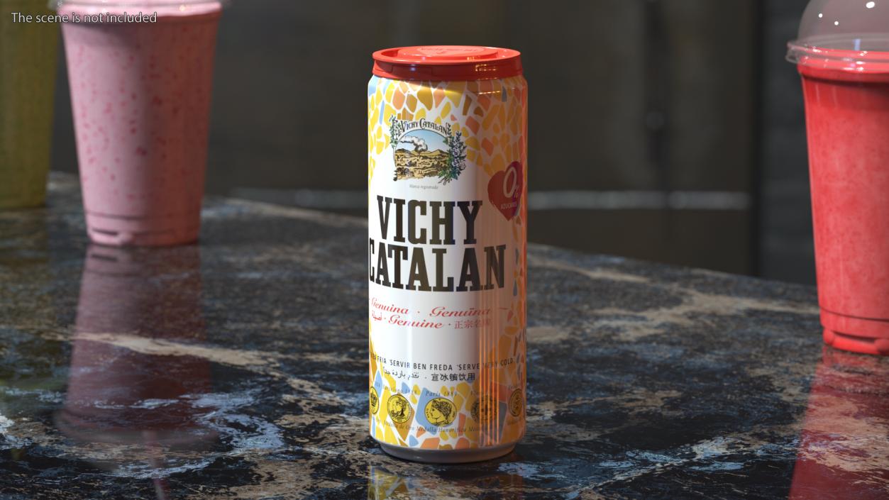 3D Natural Sparkling Water Vichy Catalan Can