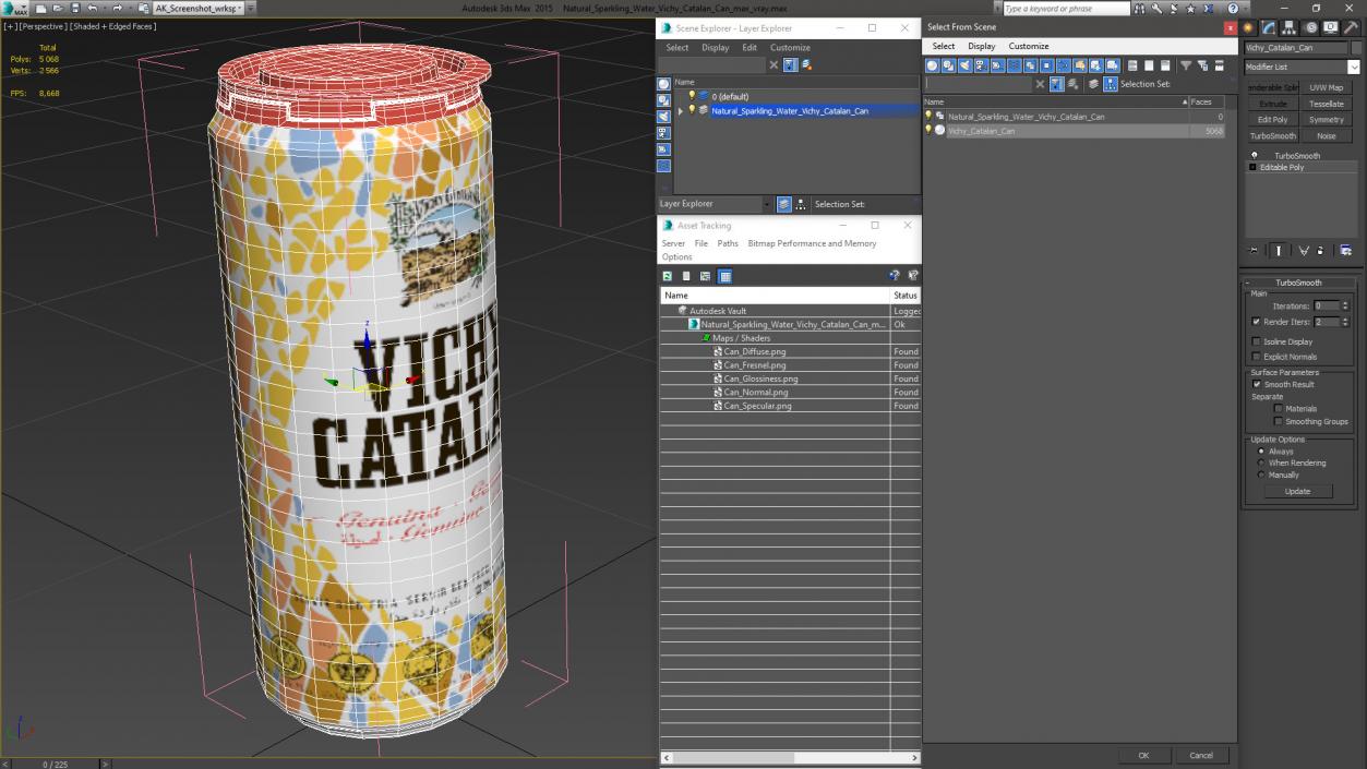 3D Natural Sparkling Water Vichy Catalan Can