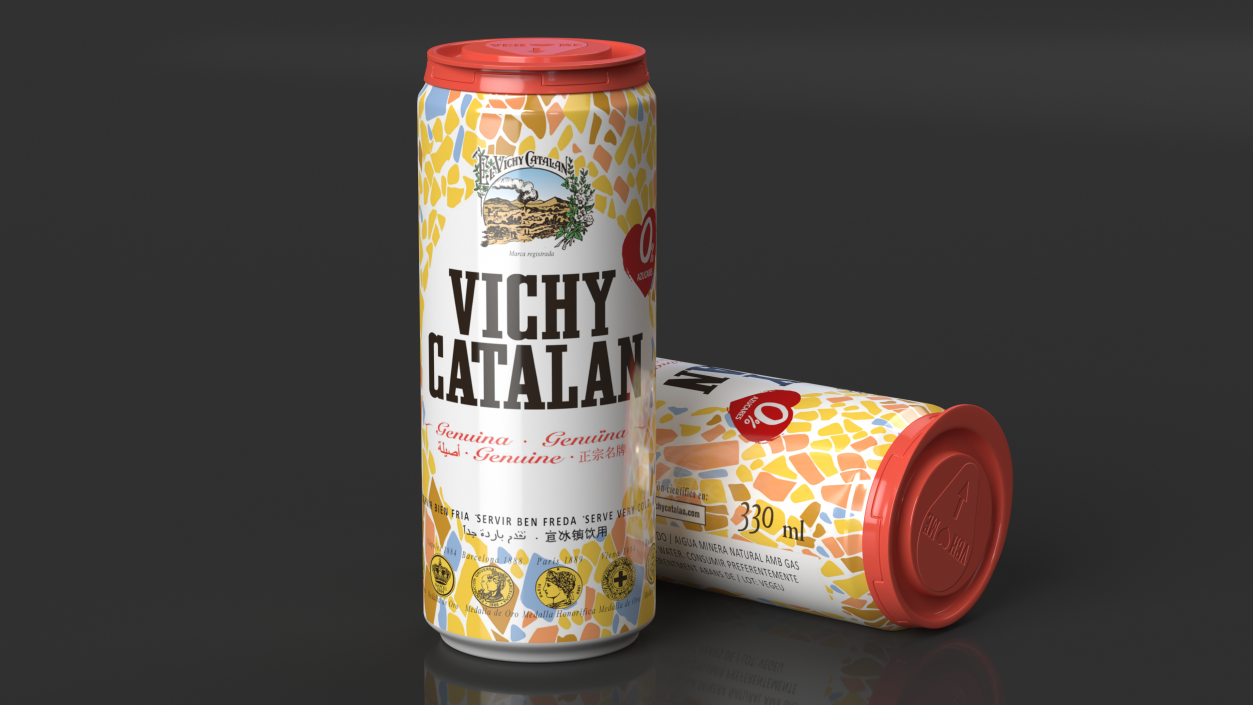 3D Natural Sparkling Water Vichy Catalan Can