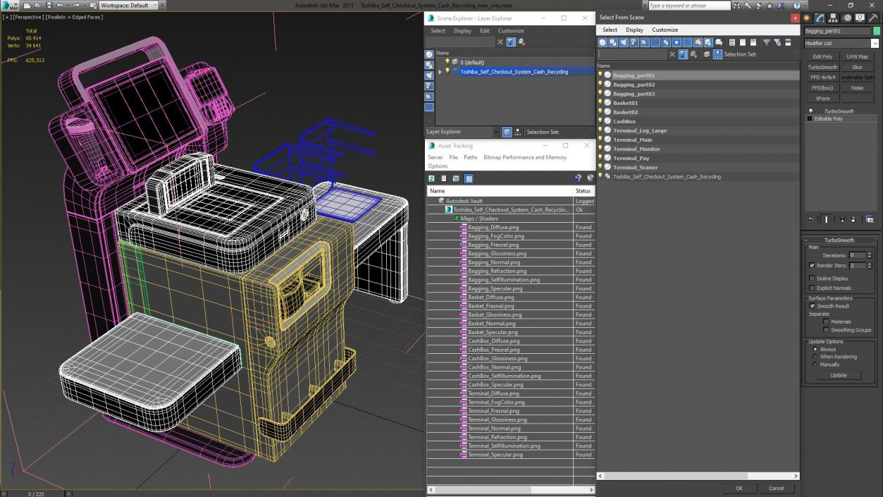 3D Toshiba Self Checkout System Cash Recycling model