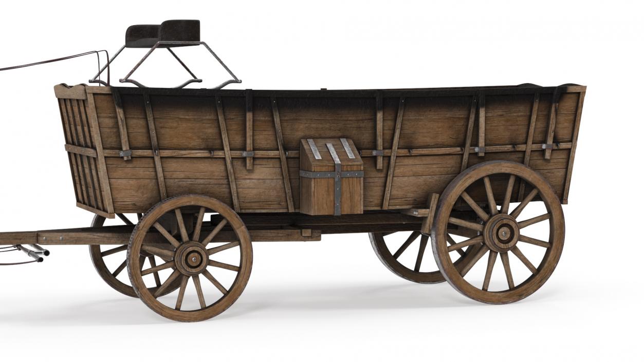 3D Open Wagon with Horses fur