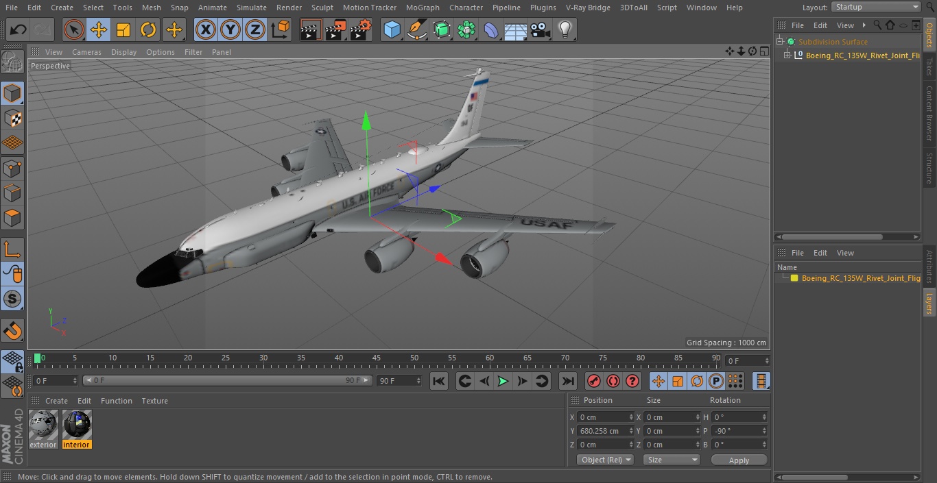 3D Boeing RC-135W Rivet Joint Flight model