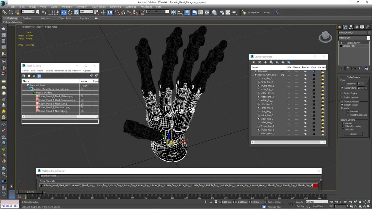 3D model Robotic Hand Black 2