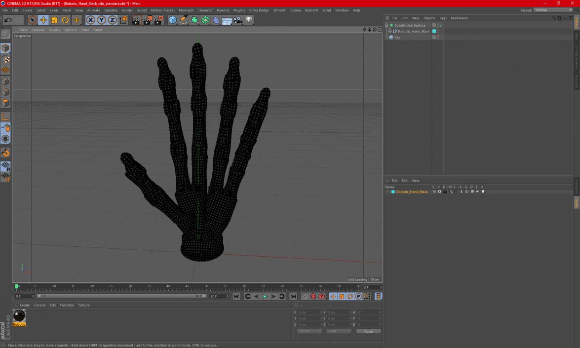 3D model Robotic Hand Black 2