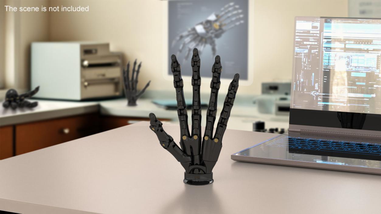 3D model Robotic Hand Black 2