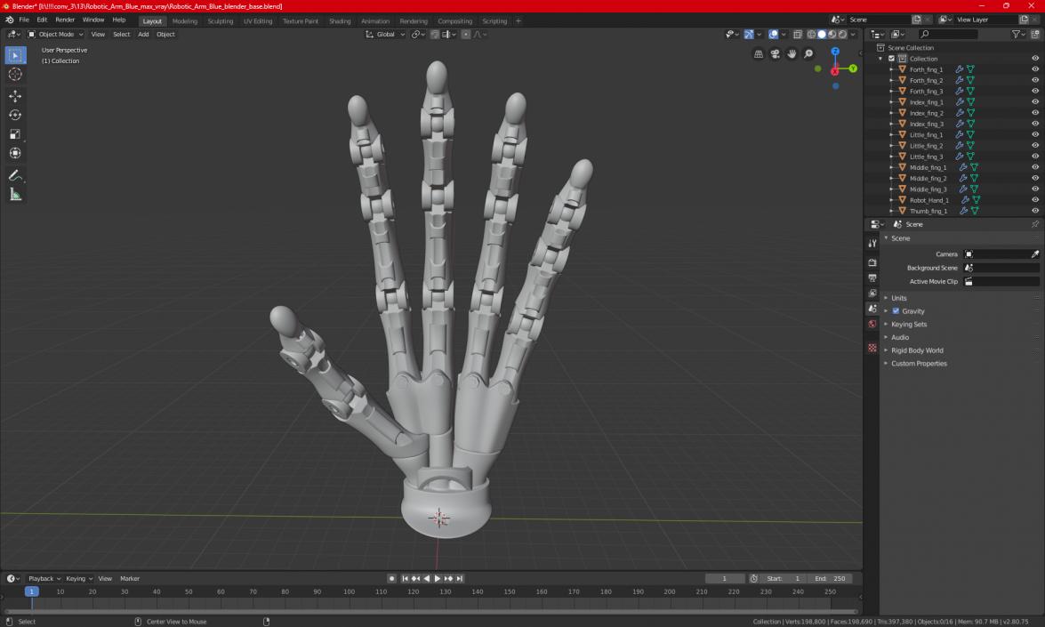 3D model Robotic Hand Black 2