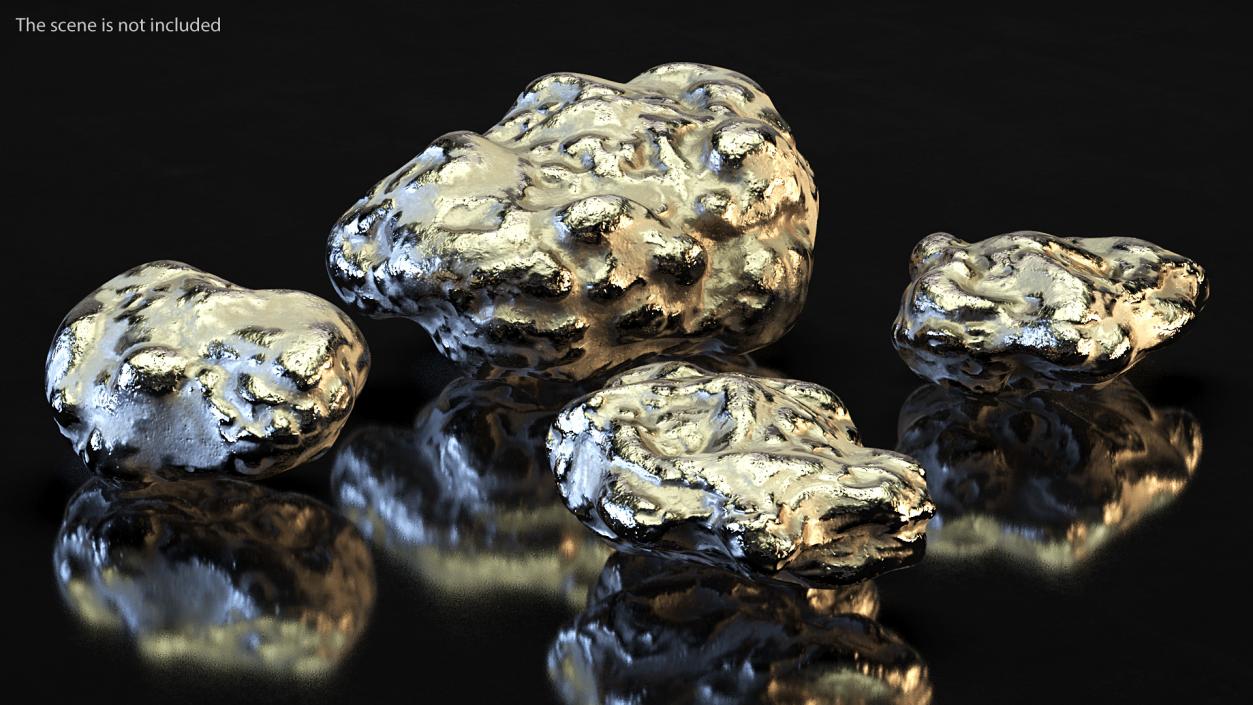 3D Metallic Silver Big Minerals model