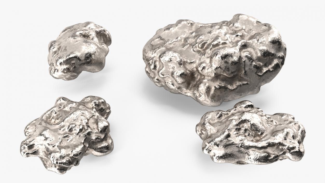 3D Metallic Silver Big Minerals model