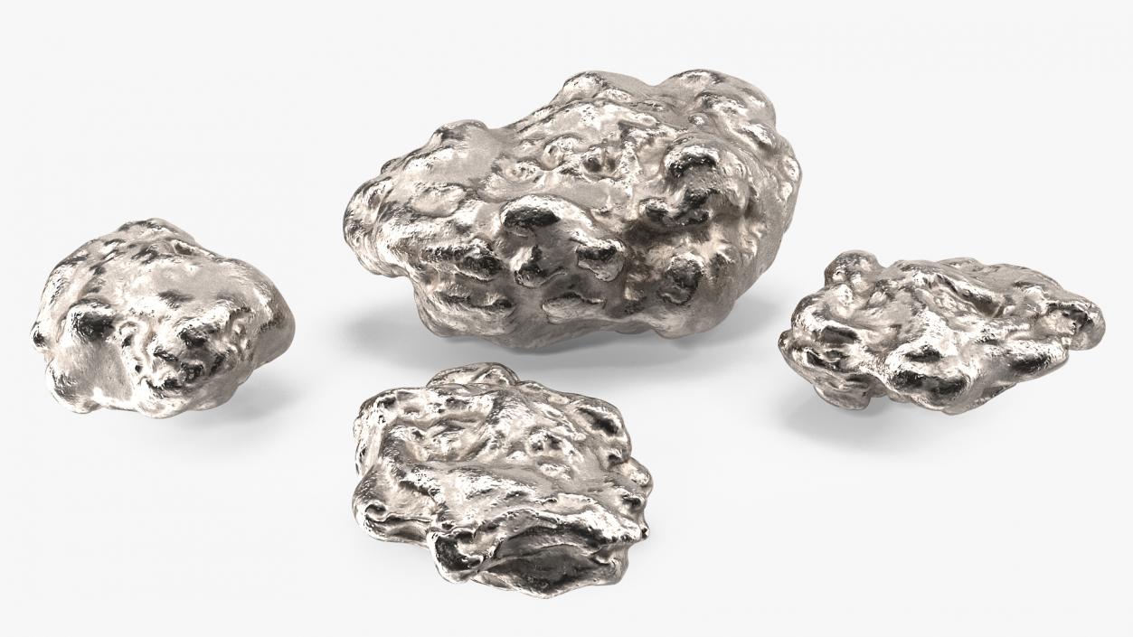 3D Metallic Silver Big Minerals model