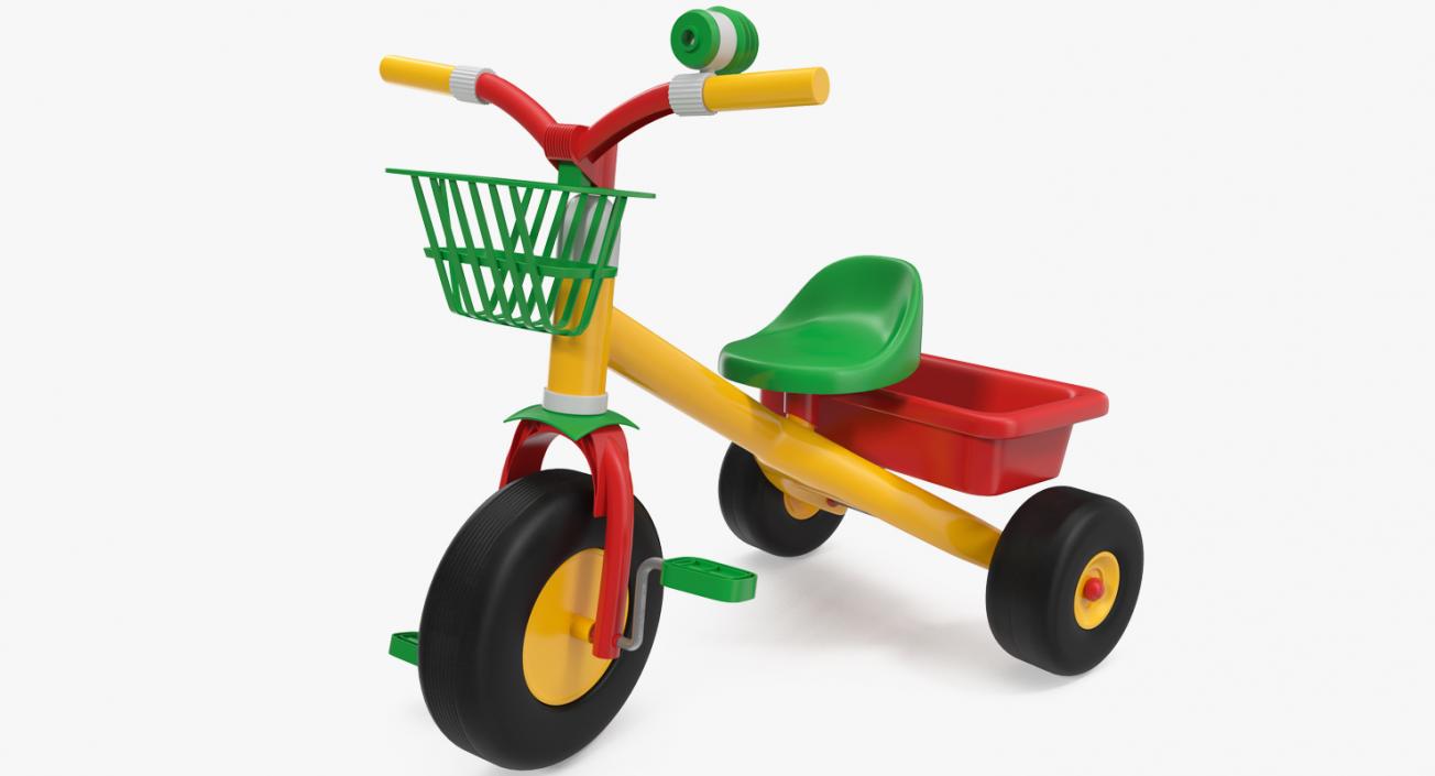 3D model Childrens Trike Tricycle Pedal Bike Bicycle Rigged