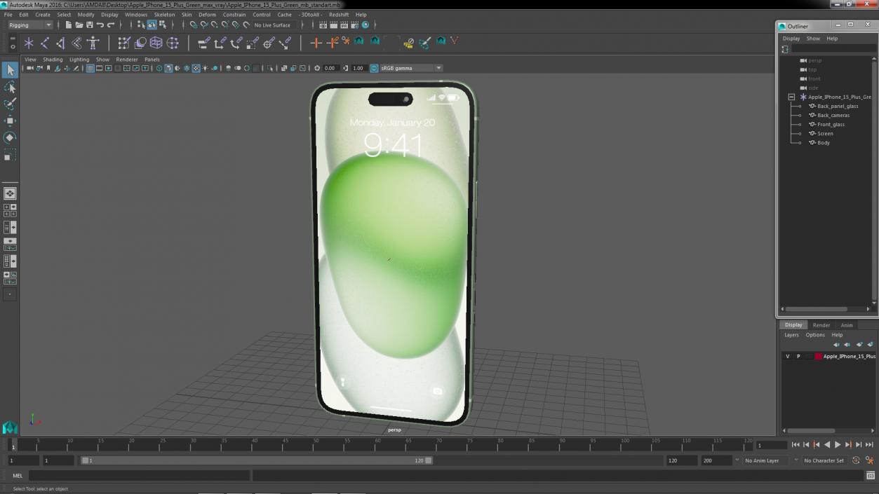 3D Apple IPhone 15 Plus Green