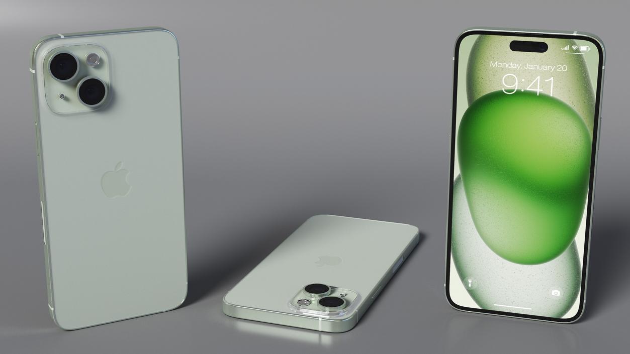 3D Apple IPhone 15 Plus Green