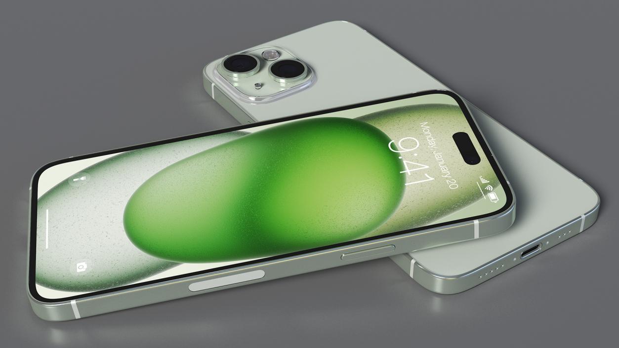 3D Apple IPhone 15 Plus Green