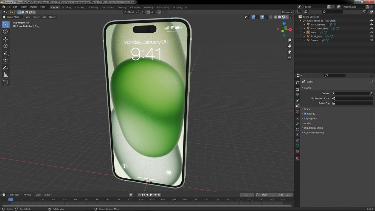 3D Apple IPhone 15 Plus Green