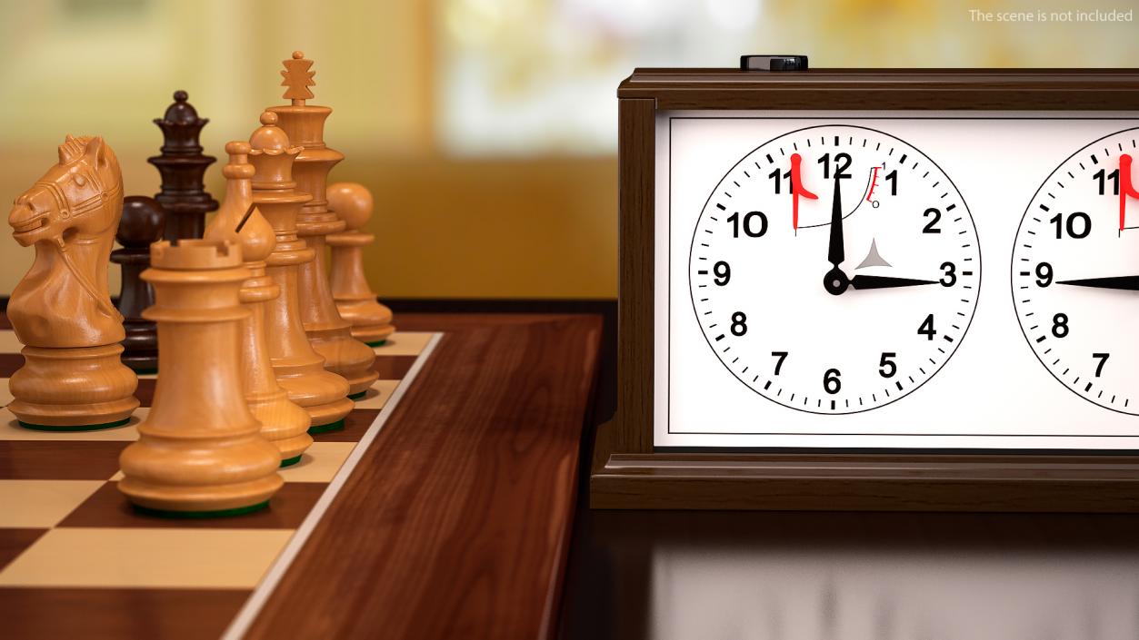 Chess with Mechanical Chess Clock Collection 3D model