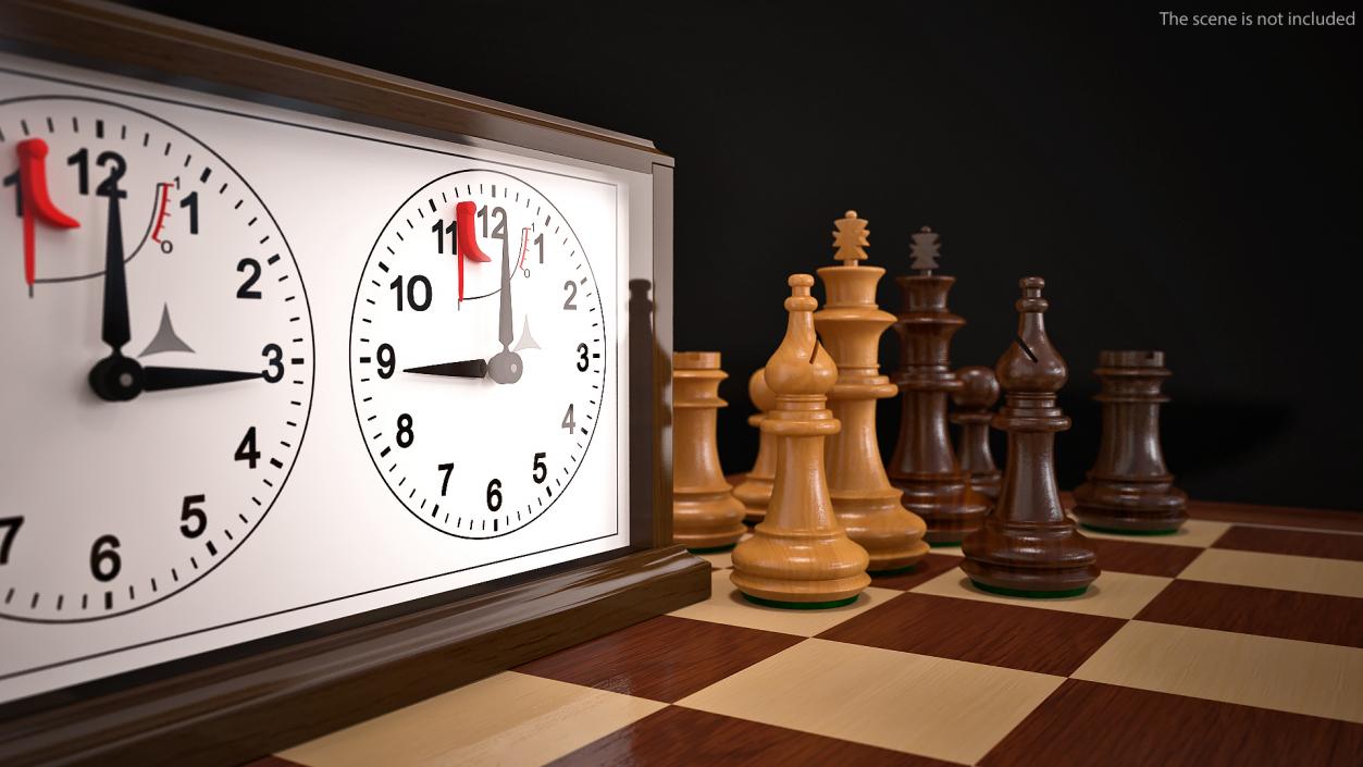 Chess with Mechanical Chess Clock Collection 3D model